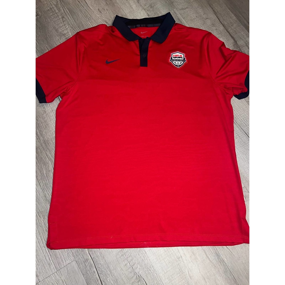 Nike dri Fit USA basketball Men's polo red,white and blue  size large